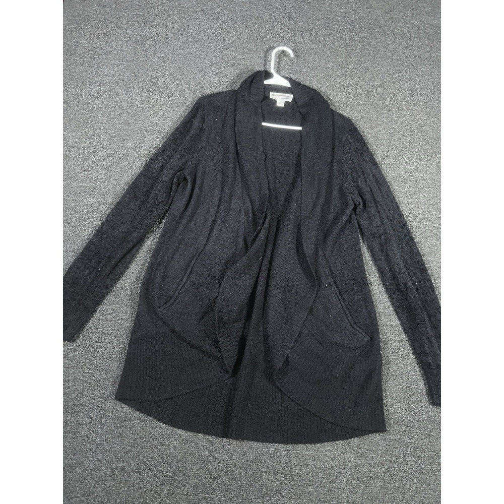 Barefoot Dreams Cozychic Lite Cardigan Sweater Women's Large Black Open Front